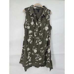 Vasna Linen‎ Blend Embroidered Mini Dress Women XL Green Earth Fairy Granolagirl